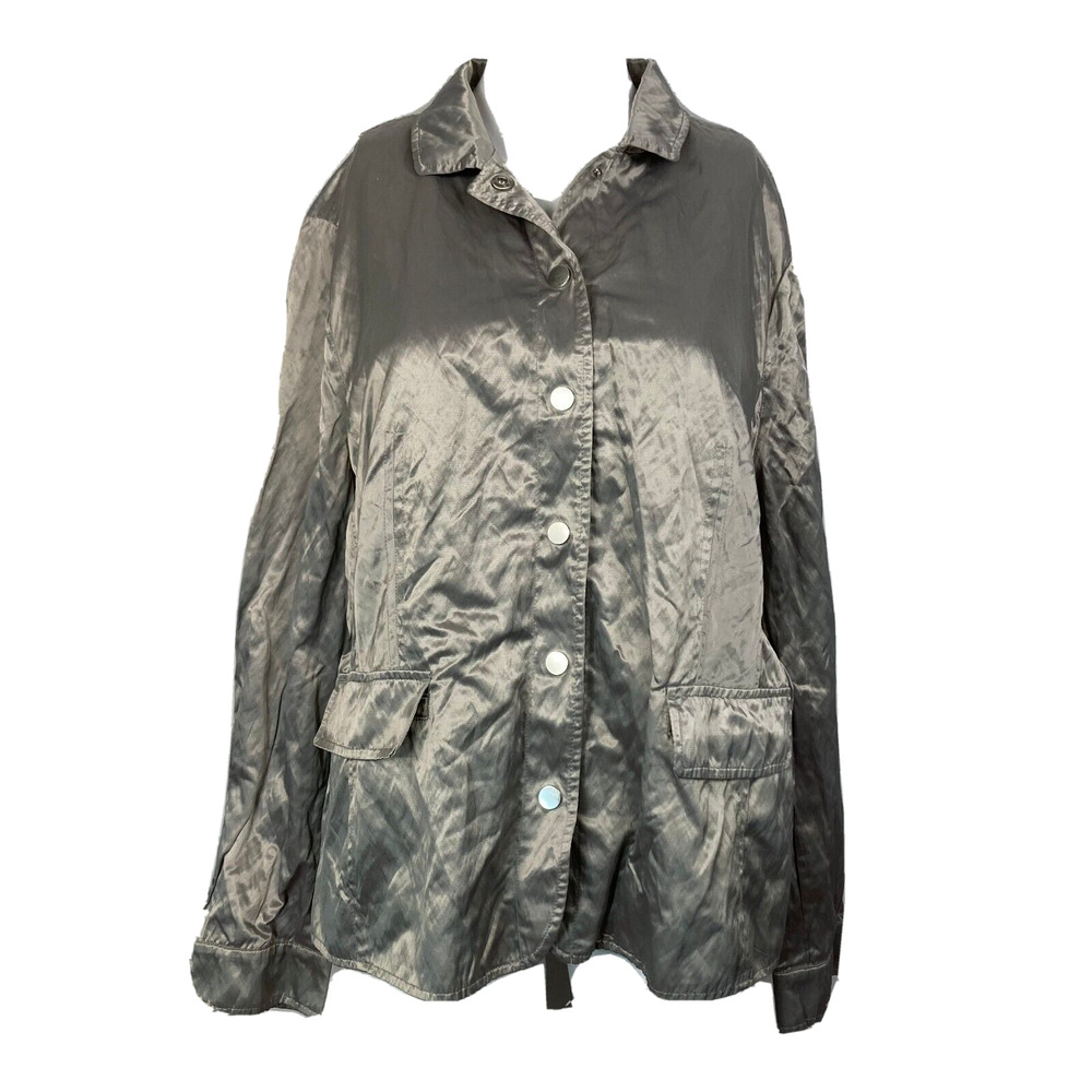 Chico's Jacket Womens Sz 3‎ US 16 18 Bronze Metallic Button Up Collar 3/4 Sleeve